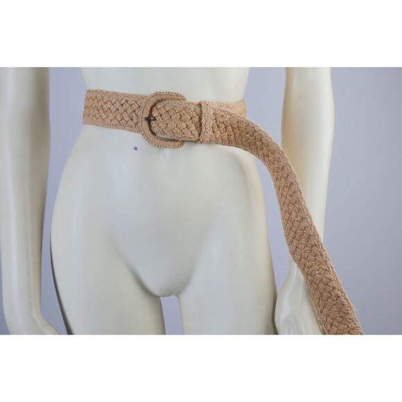 Lauren Ralph Lauren Belt L Woven Raffia Straw Wide Braided Tan Beige Summer Boho main image 9
